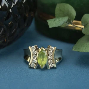 Best Gouden ring met peridoot en diamant 14 krt Diamanten Ringen | Ringen Met Edelsteen