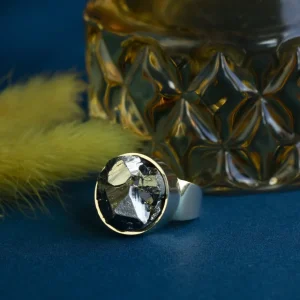 Clearance Gouden ring met pyriet 18 krt Ringen Met Edelsteen