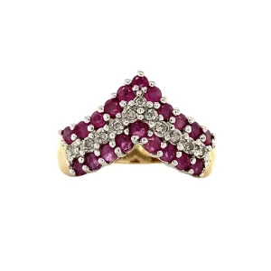 Online Gouden ring met robijn en diamant 14 krt Diamanten Ringen | Ringen Met Edelsteen