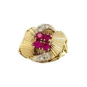 Outlet Gouden ring met robijn en zirkonia 14 krt Ringen Met Edelsteen