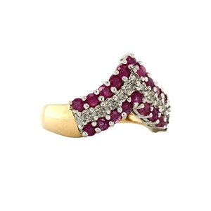 Online Gouden ring met robijn en diamant 14 krt Diamanten Ringen | Ringen Met Edelsteen