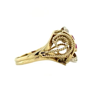 Outlet Gouden ring met robijn en zirkonia 14 krt Ringen Met Edelsteen