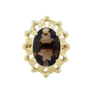 Discount Gouden ring met rookkwarts 14 krt Ringen Met Edelsteen