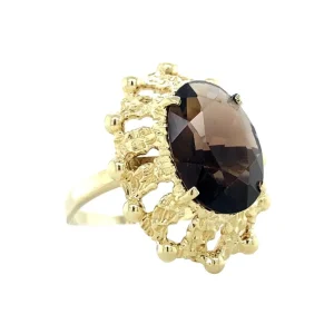Discount Gouden ring met rookkwarts 14 krt Ringen Met Edelsteen