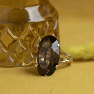 Hot Gouden ring met rooktopaas 14 krt Ringen Met Edelsteen