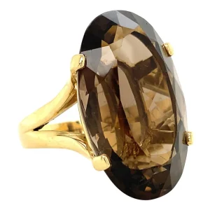Hot Gouden ring met rooktopaas 14 krt Ringen Met Edelsteen