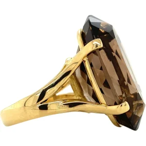 Hot Gouden ring met rooktopaas 14 krt Ringen Met Edelsteen