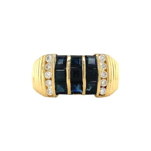 Discount Gouden ring met saffier en diamant 18 krt Diamanten Ringen