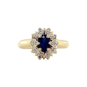 Discount Gouden ring met saffier en diamant 14 krt Diamanten Ringen | Ringen Met Edelsteen