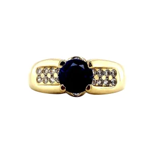 New Gouden ring met saffier en zirkonia 14 krt Ringen Met Edelsteen