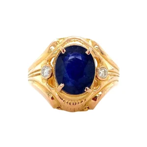 Fashion Gouden ring met saffier en diamant 14 krt Diamanten Ringen | Ringen Met Edelsteen