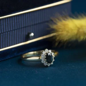 Fashion Gouden ring met saffier en diamant 18 krt Ringen Met Edelsteen
