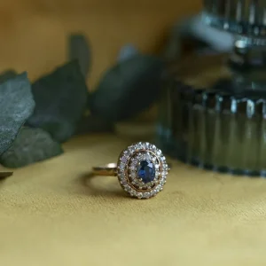 Sale Gouden ring met saffier en diamant 18 krt Diamanten Ringen | Ringen Met Edelsteen