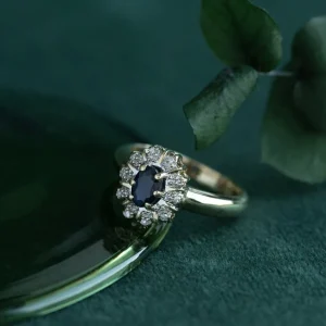 Discount Gouden ring met saffier en diamant 14 krt Diamanten Ringen | Ringen Met Edelsteen