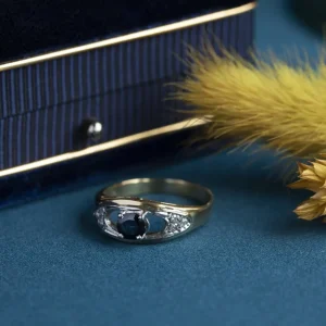 Online Gouden ring met saffier en diamant 18 krt Ringen Met Edelsteen | Diamanten Ringen
