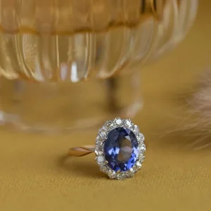 Best Gouden ring met saffier en diamant 20 krt/925 Diamanten Ringen | Ringen Met Edelsteen