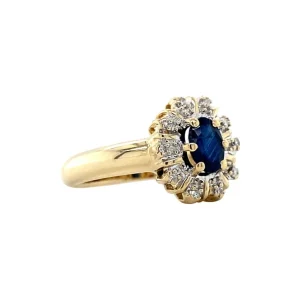 Discount Gouden ring met saffier en diamant 14 krt Diamanten Ringen | Ringen Met Edelsteen