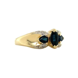 Online Gouden ring met saffier en diamant 14 krt Diamanten Ringen | Ringen Met Edelsteen