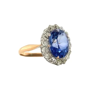 Best Gouden ring met saffier en diamant 20 krt/925 Diamanten Ringen | Ringen Met Edelsteen