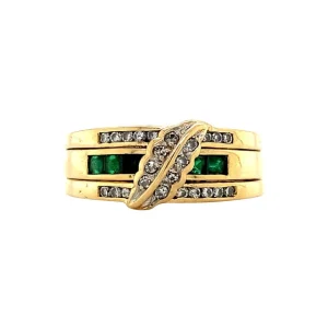Hot Gouden ring met smaragd en diamant 18 krt Diamanten Ringen | Ringen Met Edelsteen