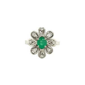 Outlet Gouden ring met smaragd en diamant 18 krt Diamanten Ringen | Ringen Met Edelsteen