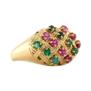 New Gouden ring met smaragd en robijn 18 krt Ringen Met Edelsteen