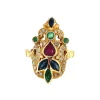 Sale Gouden ring met smaragd, saffier, robijn en diamant 18 krt Diamanten Ringen | Ringen Met Edelsteen
