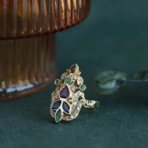 Sale Gouden ring met smaragd, saffier, robijn en diamant 18 krt Diamanten Ringen | Ringen Met Edelsteen