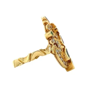 Sale Gouden ring met smaragd, saffier, robijn en diamant 18 krt Diamanten Ringen | Ringen Met Edelsteen