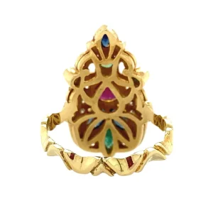 Sale Gouden ring met smaragd, saffier, robijn en diamant 18 krt Diamanten Ringen | Ringen Met Edelsteen