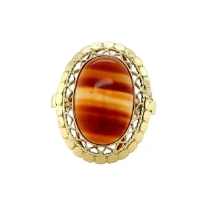 Sale Gouden ring met streepagaat 14 krt Ringen Met Edelsteen