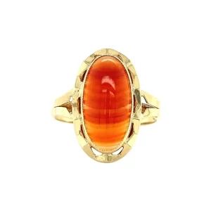 Fashion Gouden ring met streepagaat 14 krt Ringen Met Edelsteen