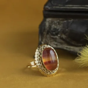 Sale Gouden ring met streepagaat 14 krt Ringen Met Edelsteen