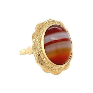 Fashion Gouden ring met streepagaat 14 krt Ringen Met Edelsteen
