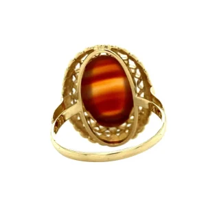 Sale Gouden ring met streepagaat 14 krt Ringen Met Edelsteen