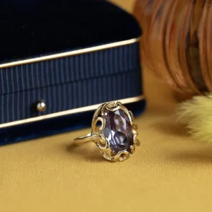 Clearance Gouden ring met synthetische saffier 14 krt Ringen Met Edelsteen