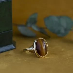 Fashion Gouden ring met tijgeroog 18 krt Ringen Met Edelsteen