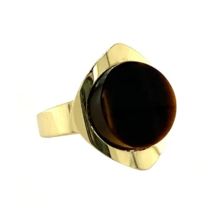 Online Gouden ring met tijgeroog 14 krt Ringen Met Edelsteen