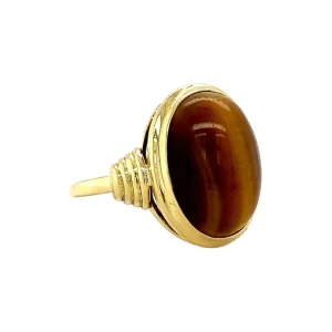 Fashion Gouden ring met tijgeroog 18 krt Ringen Met Edelsteen