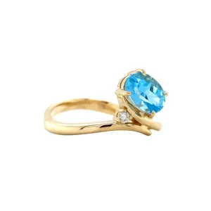 Hot Gouden ring met topaas en diamant 18 krt Diamanten Ringen | Ringen Met Edelsteen