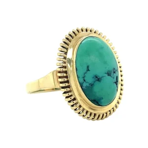 Hot Gouden ring met turkoois 14 krt Ringen Met Edelsteen