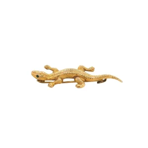 Hot Gouden salamander broche met kleursteen 14 krt Broches