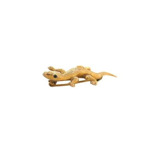 Hot Gouden salamander broche met kleursteen 14 krt Broches