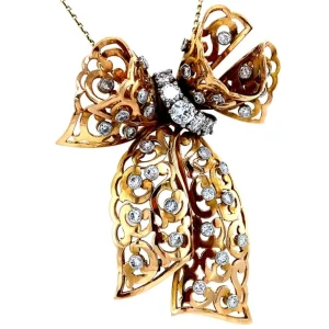 Online Gouden strik hanger met diamant 14 krt/950 Gouden Hanger Met Edelsteen