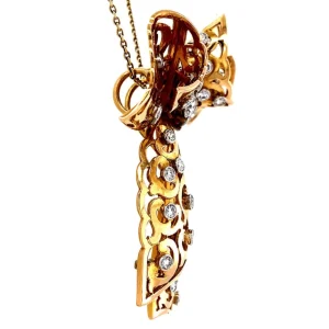 Online Gouden strik hanger met diamant 14 krt/950 Gouden Hanger Met Edelsteen