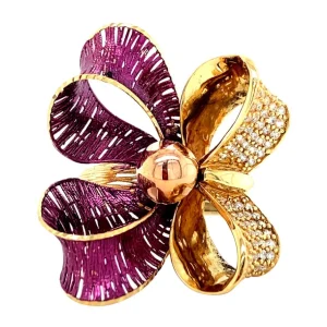 Discount Gouden strik ring met emaille en zirkonia 18 krt Ringen Met Edelsteen