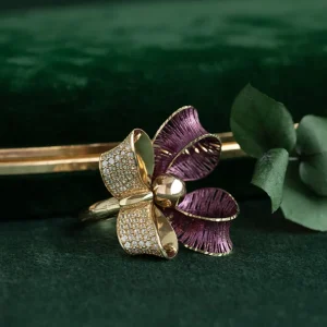 Discount Gouden strik ring met emaille en zirkonia 18 krt Ringen Met Edelsteen