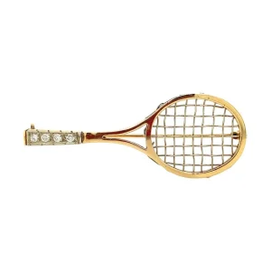 Online Gouden tennisracket broche met diamant 14 krt Broches