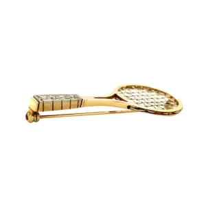 Online Gouden tennisracket broche met diamant 14 krt Broches