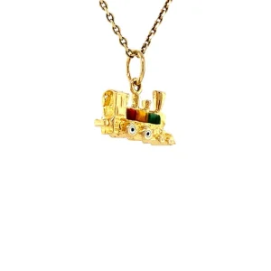 Online Gouden trein hanger met emaille 14 krt Gouden Hangers